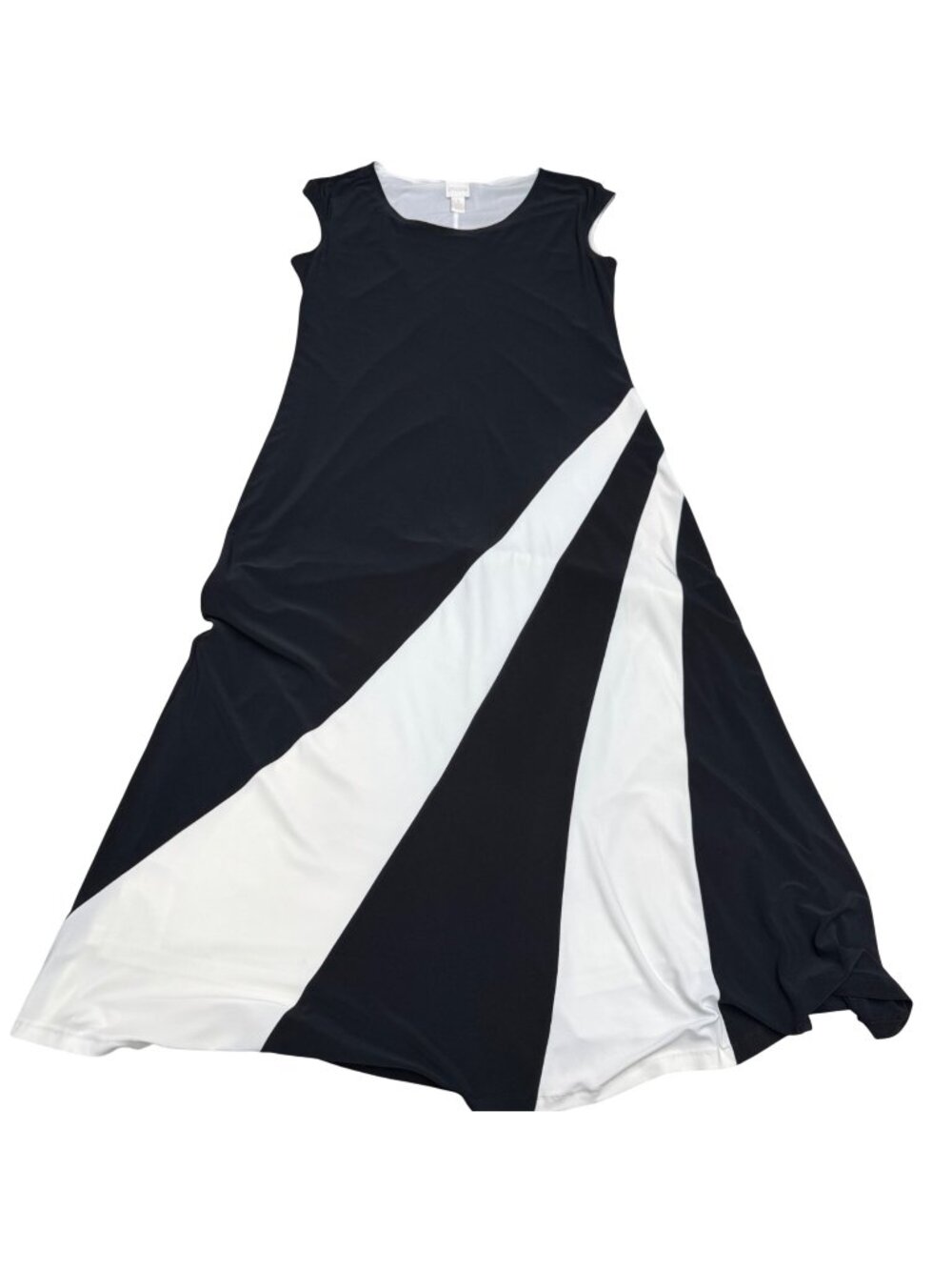 Chico's Women's Sleeveless Maxi Dress Black & White Colorblock, Size 1 (US M)